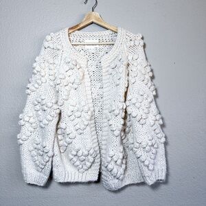 Chicwish Knit Your Love Cardigan Ivory Wool Blend Size S/M Lagenlook Natural